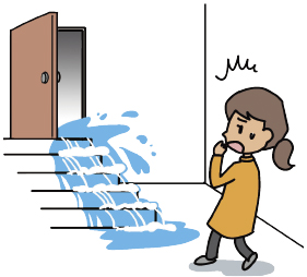 地下の車庫に水が浸水するイラスト