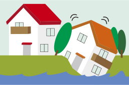 家屋が流失しているイラスト